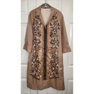Vintage ALFRED SHAHEEN Signed Button-Up Long Sleeve Lined Dress / Coat Sz 16